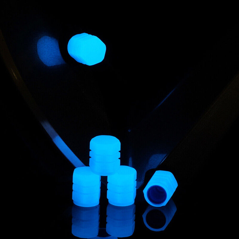 Luminous Stem Cover Tire Valves Caps Universal Valves Nozzles (2pcs Blue)