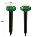 2pcs Solar Mole Repellent Ultrasonic Animal Pest Rodent Repeller for Garden Lawn