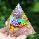 Orgonite Pyramid Amethyst Peridot Healing Crystal Energy Orgone Crafts (A) Newly