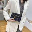 Retro Women Hit Color Mini Shoulder Crossbody Bag Sequins Tassel PU Flap Purse