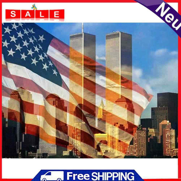 5D DIY Full Round Drill Diamond Painting National Flag Twin Towers Mosaic Art