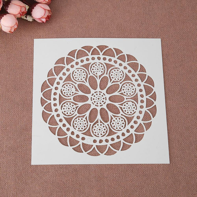 Round Flower Print Coffee Cake Stencil Fondant Buttercream Spray Mold Decor