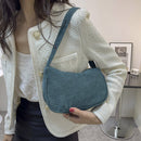 Fashion Women Corduroy Solid Color Underarm Bag Casual Small Purse Shoulder