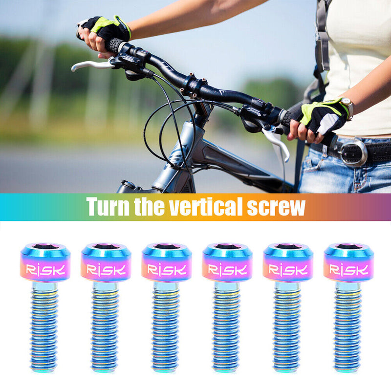 RISK 6pcs M5x16/18mm Titanium Stem Screws Bolt Bicycle Bike MTB Handleable Screws