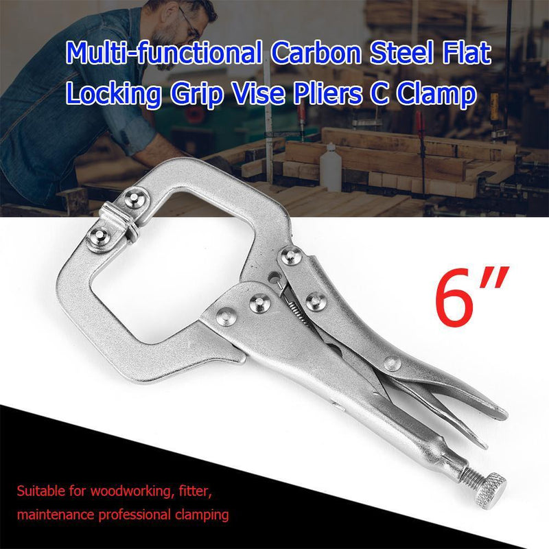Multi-functional Carbon Steel Flat Locking Grip Vise Pliers C Clamp (6in) Newly