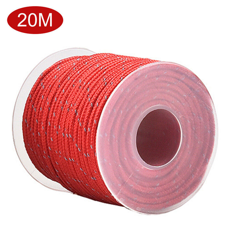 Outdoor Camping Canopy Lanyard 4mm Reflective Tent Paracord Rope (20m) Newly