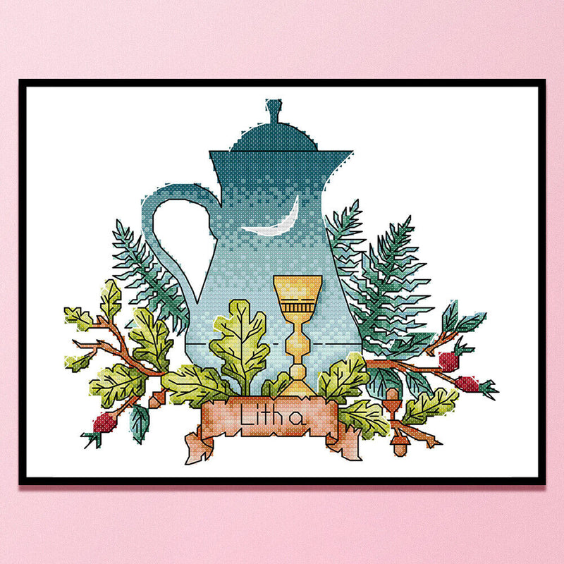 Partial Embroidery Teapot Stamped Canvas 14CT DIY Cross Stitch Kits (J532) Newly