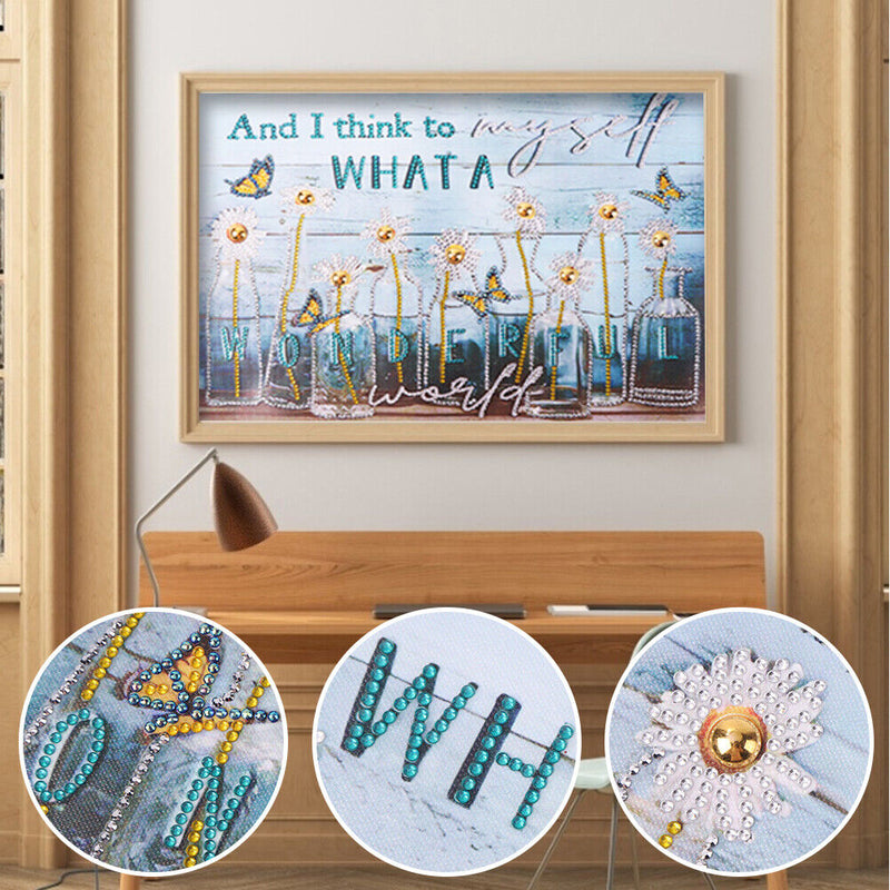 DIY Part Special Shape Diamond Painting Kit 5D Text and flowers Drawing