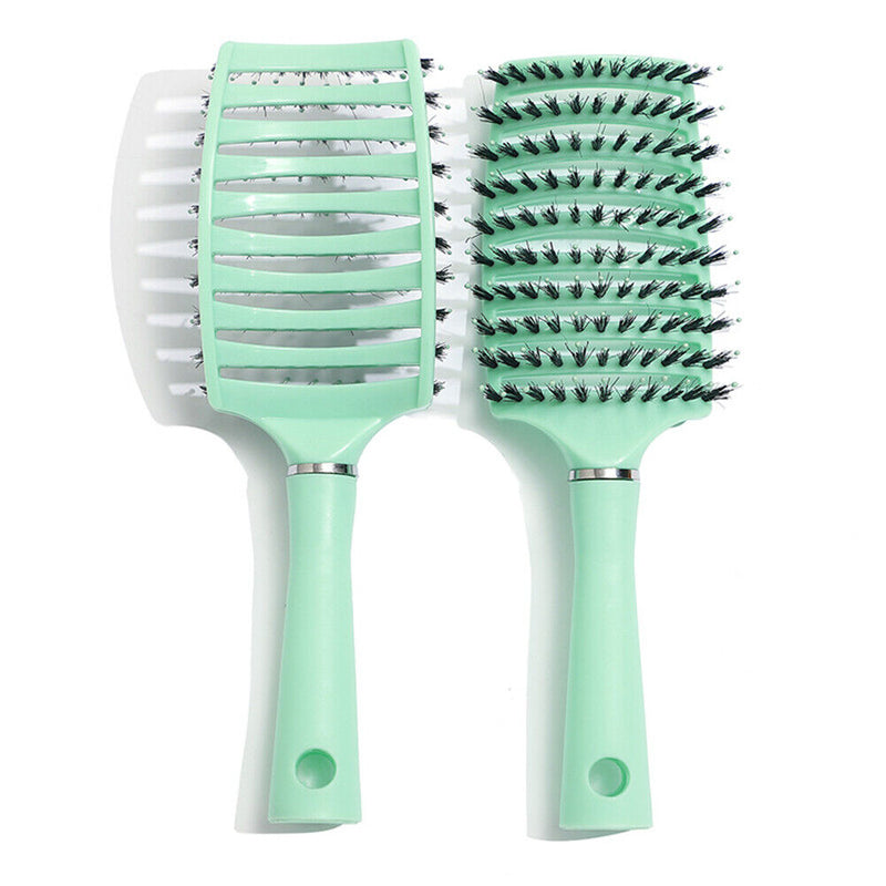 Scalp Massage Comb Bristle Women Curly Hair Detangle Brush Salon (Green) Newly