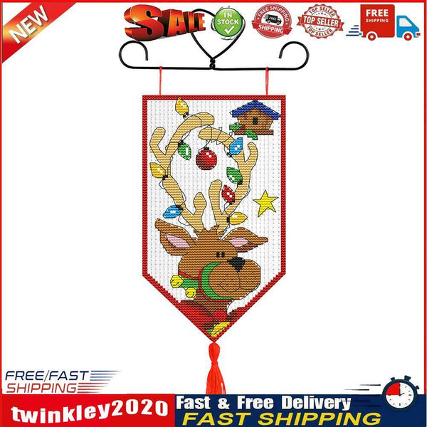 Christmas Banner Pendant 14CT Stamped Cross Stitch Needlework Set (006) Newly