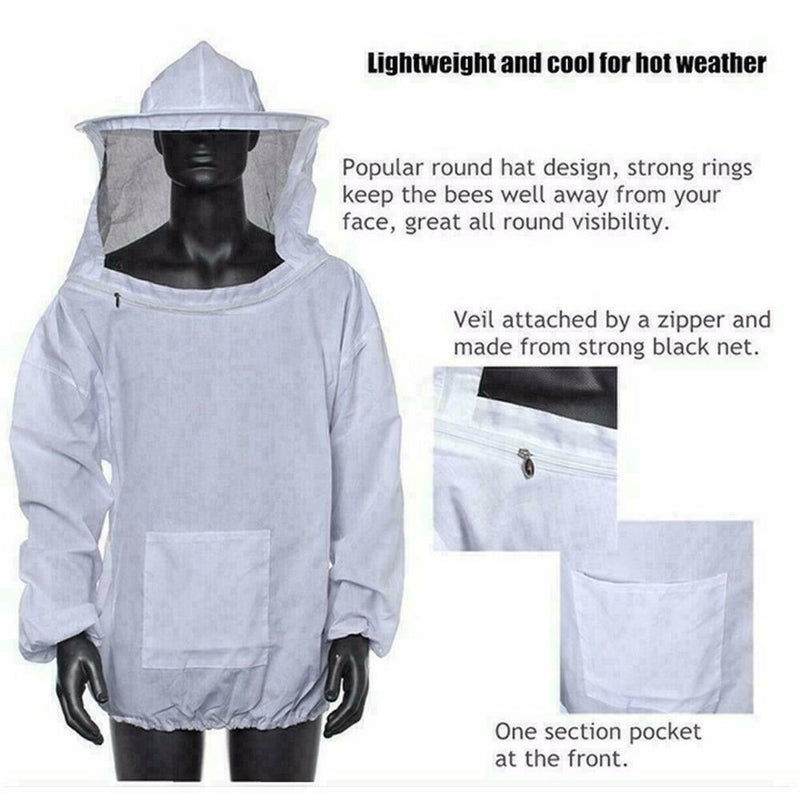 Beekeeper Beekeeping Jacket Protective Veil Smock Bee Clothes Equipment L4Q0
