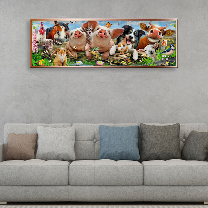 DIY Full Round Drill Rhinestone Diamond Painting Animal Family Handwork Home Art