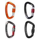 25KN D Shape Safety Lock Carabiner Outdoor Rock Climbing Buckle (Black)