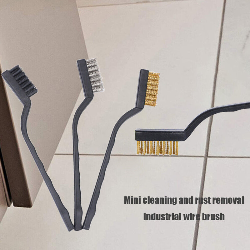 3pcs Wire Brush 7 inch Mini Rust Paint Remover Scrubbing Cleaning Brushes Newly