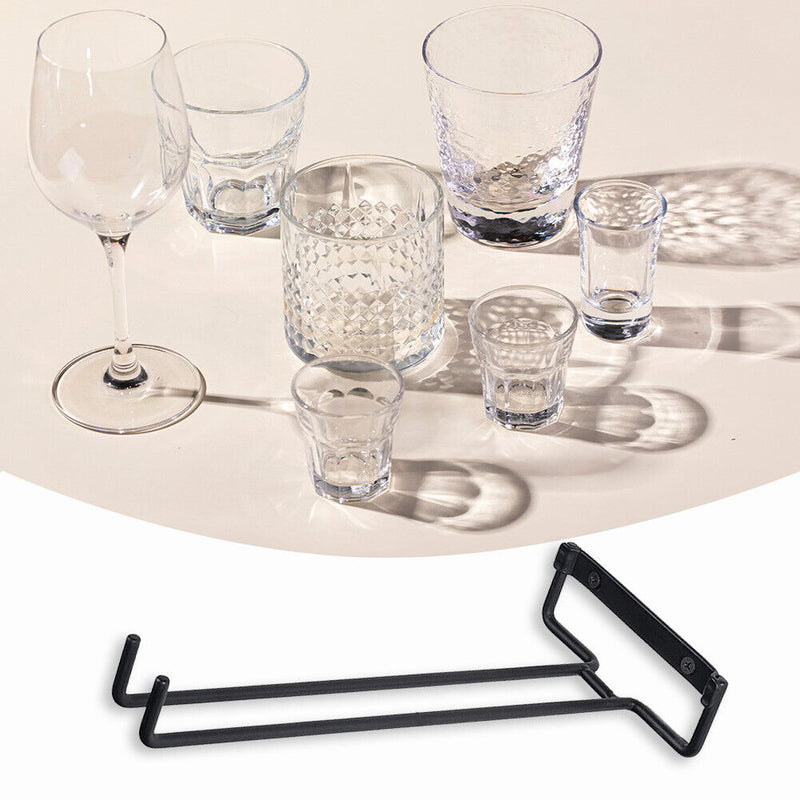 Iron Wine Rack Glass Holder Hanging Bar Shelf Organizer Home Bar Kitchen To