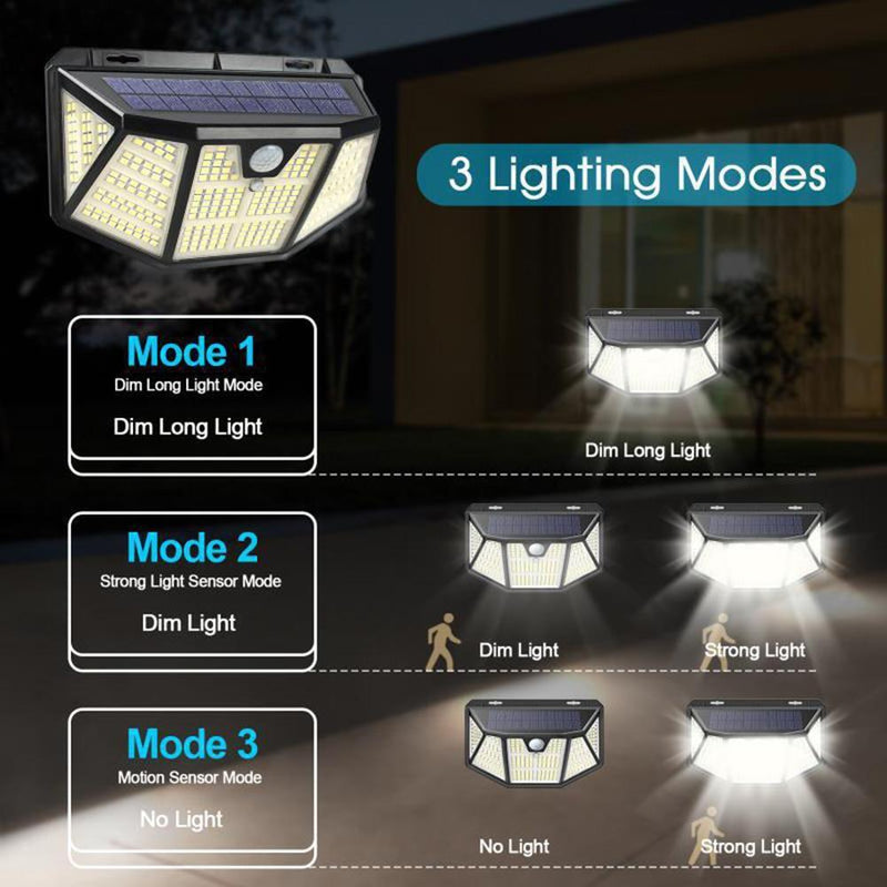 310LED Waterproof Solar Wall Lamp Outdoor Wide Angle Motion Sensor Lights