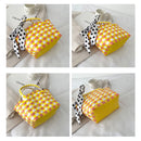 Handmade Woven Plaid Basket Tote Women Silk Scarf Small Handbag (Yellow)