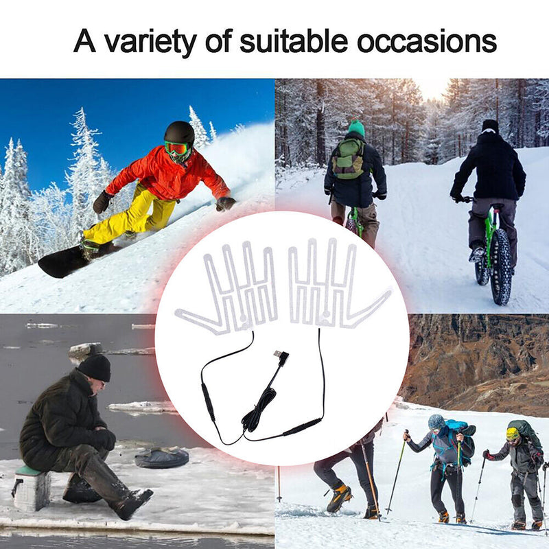 1 Pair 5V Carbon Fiber USB Gloves Heated Pads Winter Thermal Handheld Warm Heater