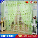 6pcs Tulip Flower Yarn Sheer Window Curtain Scarf Drapes(Green)