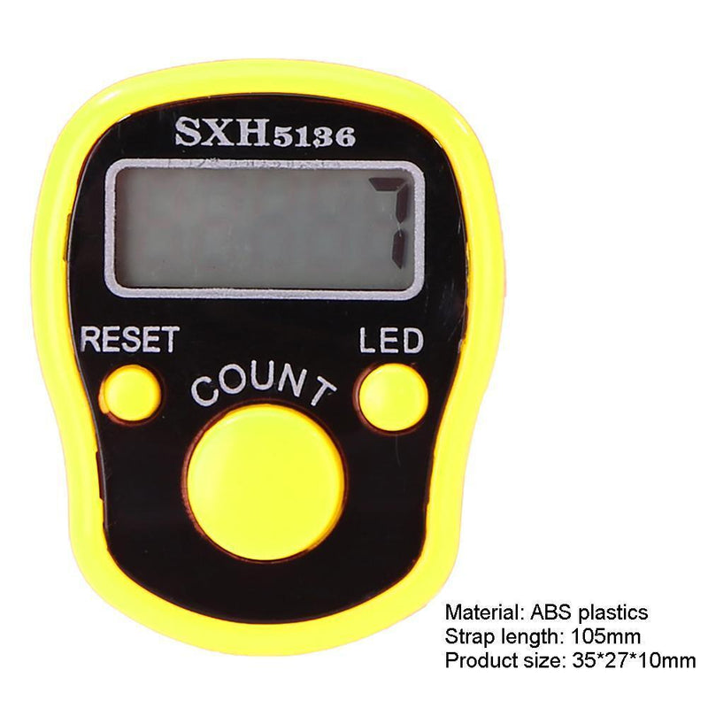 LCD Display Finger Counter LED Luminous Electronic Tally Counter (Yellow)