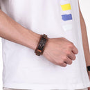 Alloy Buckle Wrap Bangle Leather Wristband Punk Snap Bracelet Cuff Bracelet