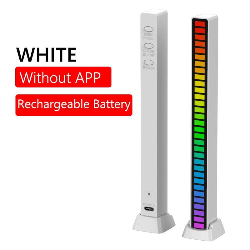 Rechargeable Sound Control Colorful Light RGB 32LED Pickup Lamp Bar (White)