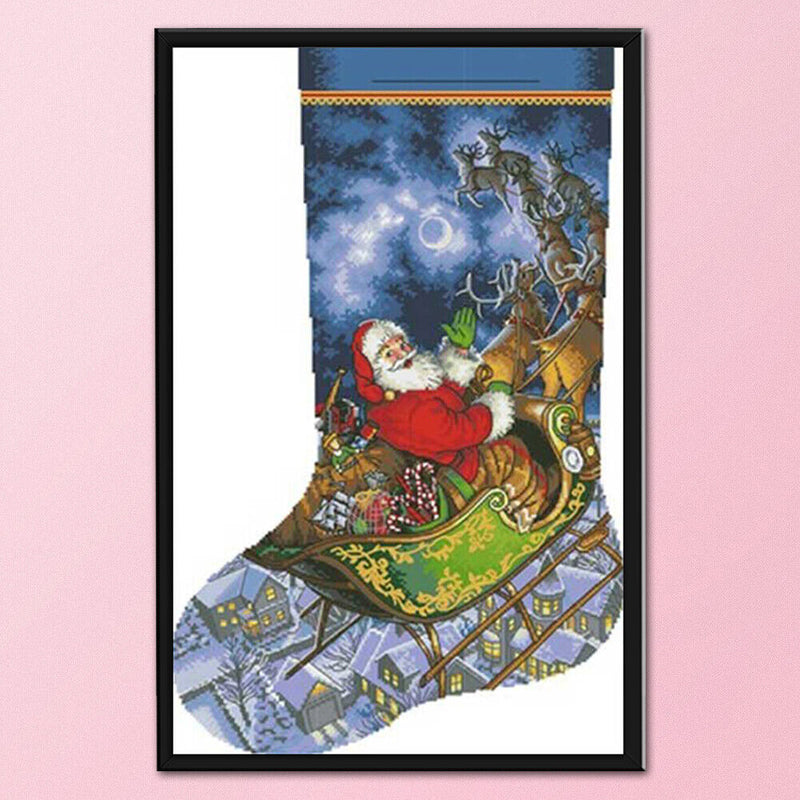 Christmas Socks Print Partial Embroidery Kits 11CT Stamped Needlework Home Decor