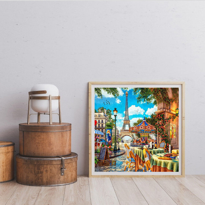 Paris Street Oil Paint By Numbers Kits Canvas DIY Picture Hand Painted Wall Art