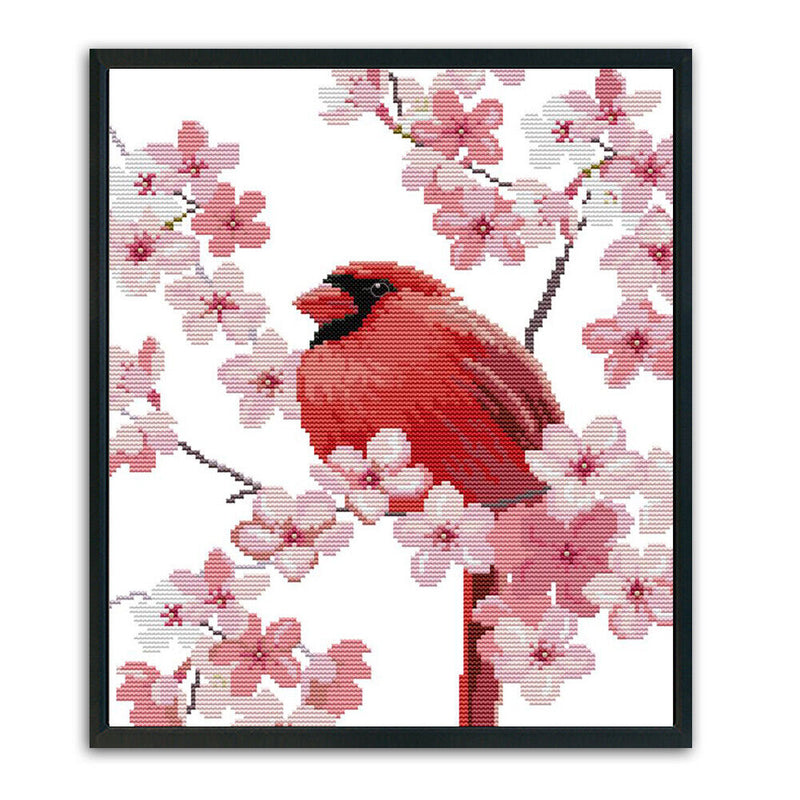 14CT Stamped Cross Stitch Kits DIY Pink Bird Printed Needlework (DA321) Newly
