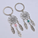 Wind Chimes Pink Green Feather Dream Catcher Keychain Buckle Pendant Keyring