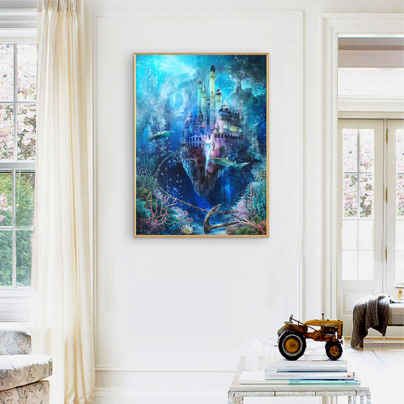 Underwater Castle Oil Paint By Numbers Kits Picture for Adults Children No Fr