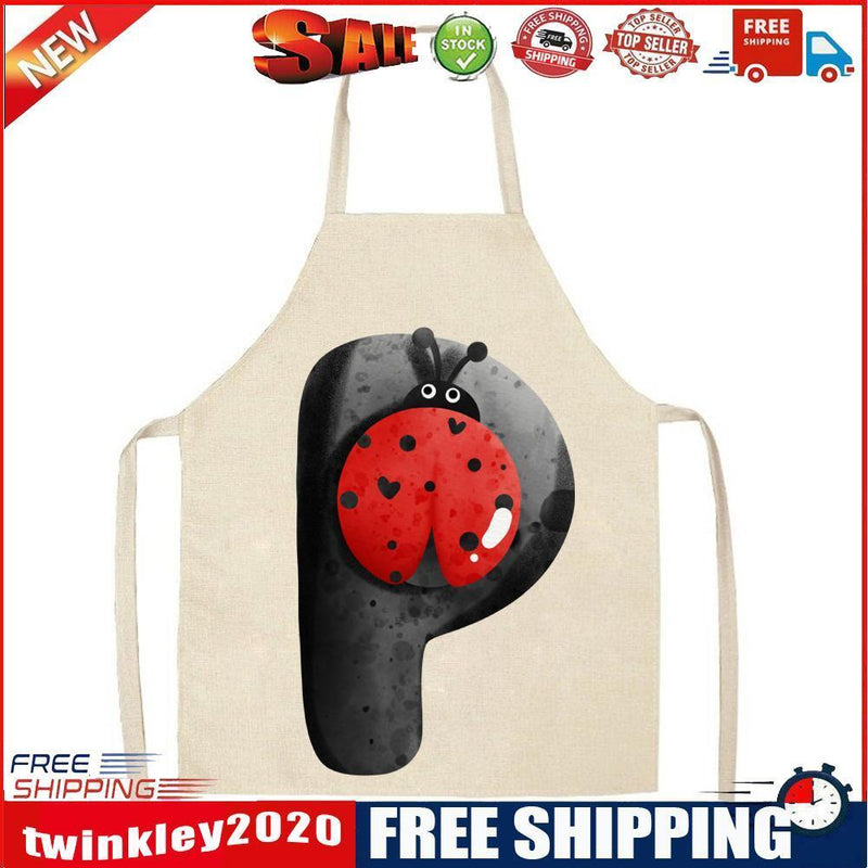 Insect P Print Apron Linen Waterproof Cooking Bibs Home Pinafore (68x55cm)