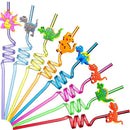 Straw Cartoon Pattern Straws-Plastic Dinosaur Reusable Straws Dino Theme