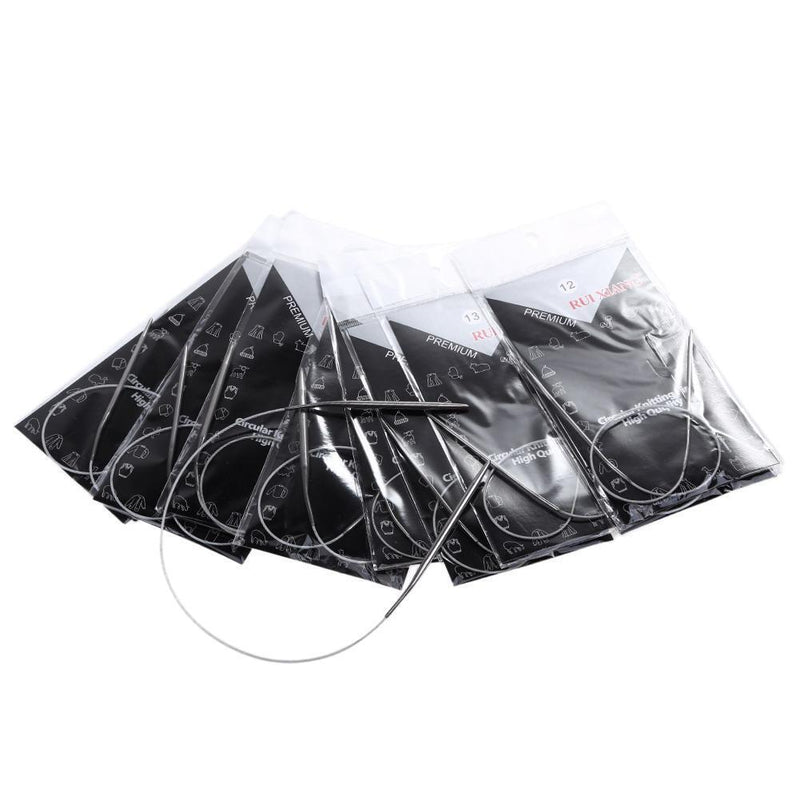 11pcs 17" 43cm Size 6-16 Stainless Circular Knitting Needles  Newly
