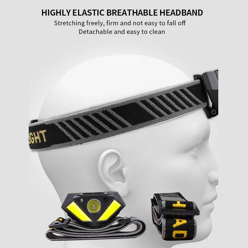 XPG+COB LED Headlamp Wave Induction Waterproof Outdoor Camping Headlight