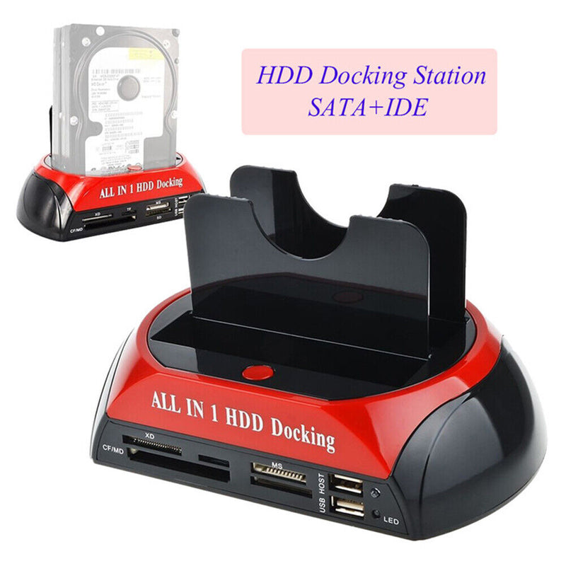 Dual Slot HDD Docking SATA IDE USB2.0 to 2.5 3.5 inch SSD Enclosure (EU)