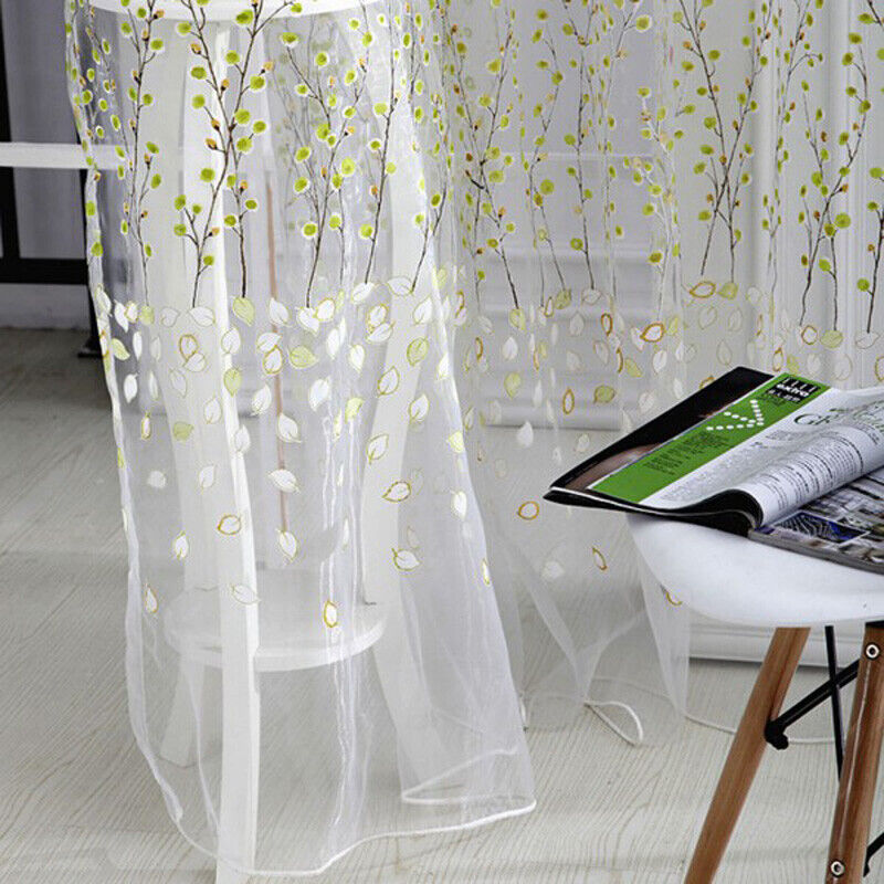 Wintersweet  Curtain Tulle Window Treatment Voile Drape Valance Green