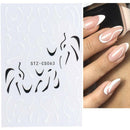 Nail Art Stickers Decals Black White Wavy Swirls Manure Abstract HOT Lines C2O2