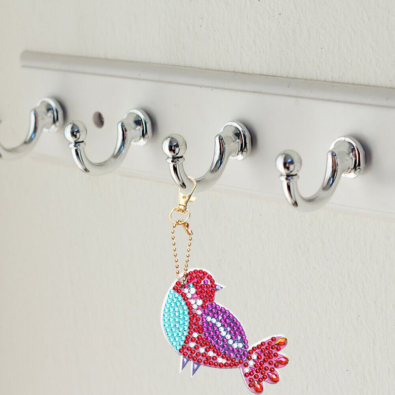 4pcs DIY Bird Mosaic Keyring Full Drill Special Shape Diamond Drawing Kit Newly