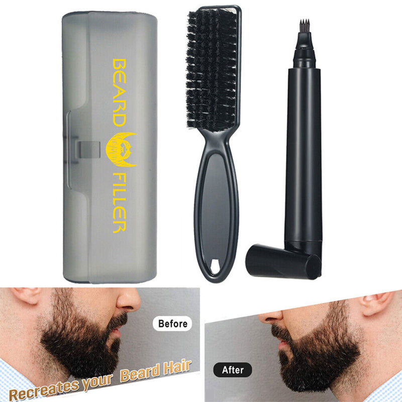 Moustache Filler Pencil Kit Eyebrow Hair Beard Brush Traveling Beard Enhancer