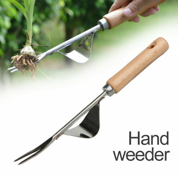 Heavy Duty Hand Weeder Weeding Weed Remover Puller Forks Metal Tool Garden E3H7