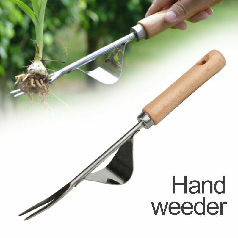 Heavy Duty Hand Weeder Weeding Weed Remover Puller Forks Metal Tool Garden E3H7