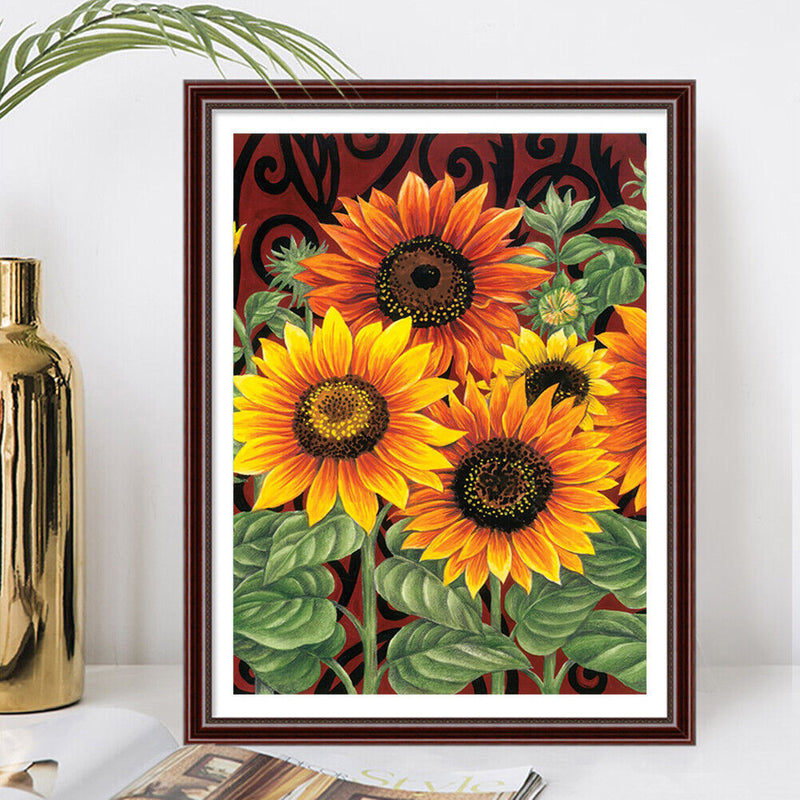 5D DIY Sunflowers Full Round Drill Diamond Painting Rhinestone Drawing Craft Art