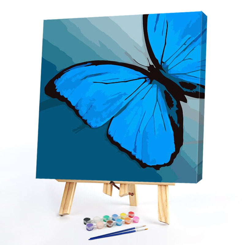 40x40cm Blue Butterfly Frameless Picture Oil Paint By Numbers Painted Picture