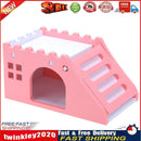 Hamster Staircase Villa Sleeping House Bear Pet Nest Log Cabinet(Pink) Newly