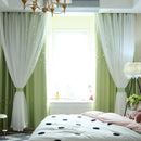 1pc Hollowed Star Shading Window Curtain Drapes Purdah for Home(Green)