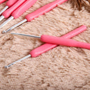 8 sizes Soft Plastic Handle Home Aluminum Crochet Knit Hook Needle  Rose