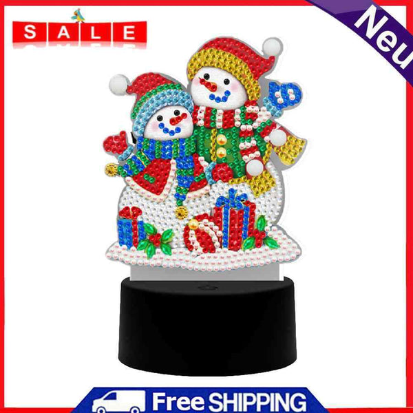 Special Shape Diamond Painting LED Lamp Ornaments Snowman DIY Mosaic Craft Gift