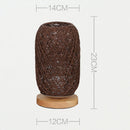 Wooden LED Table Lantern Rattan Bedroom Bedside Decor Night Lights (Brown) Newly