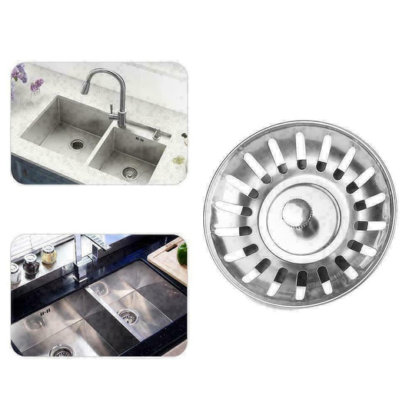 Steel Sink Strainer Waste Plug double floor Drain Stopper B0H9 B5O8